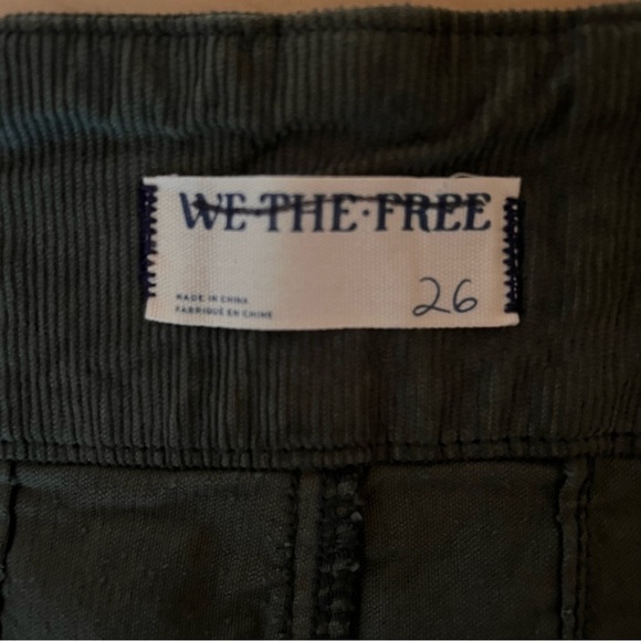 We The Free Boho Corduroy Pants High Rise Flare Button Size 26 Olive Green - Picture 9 of 12